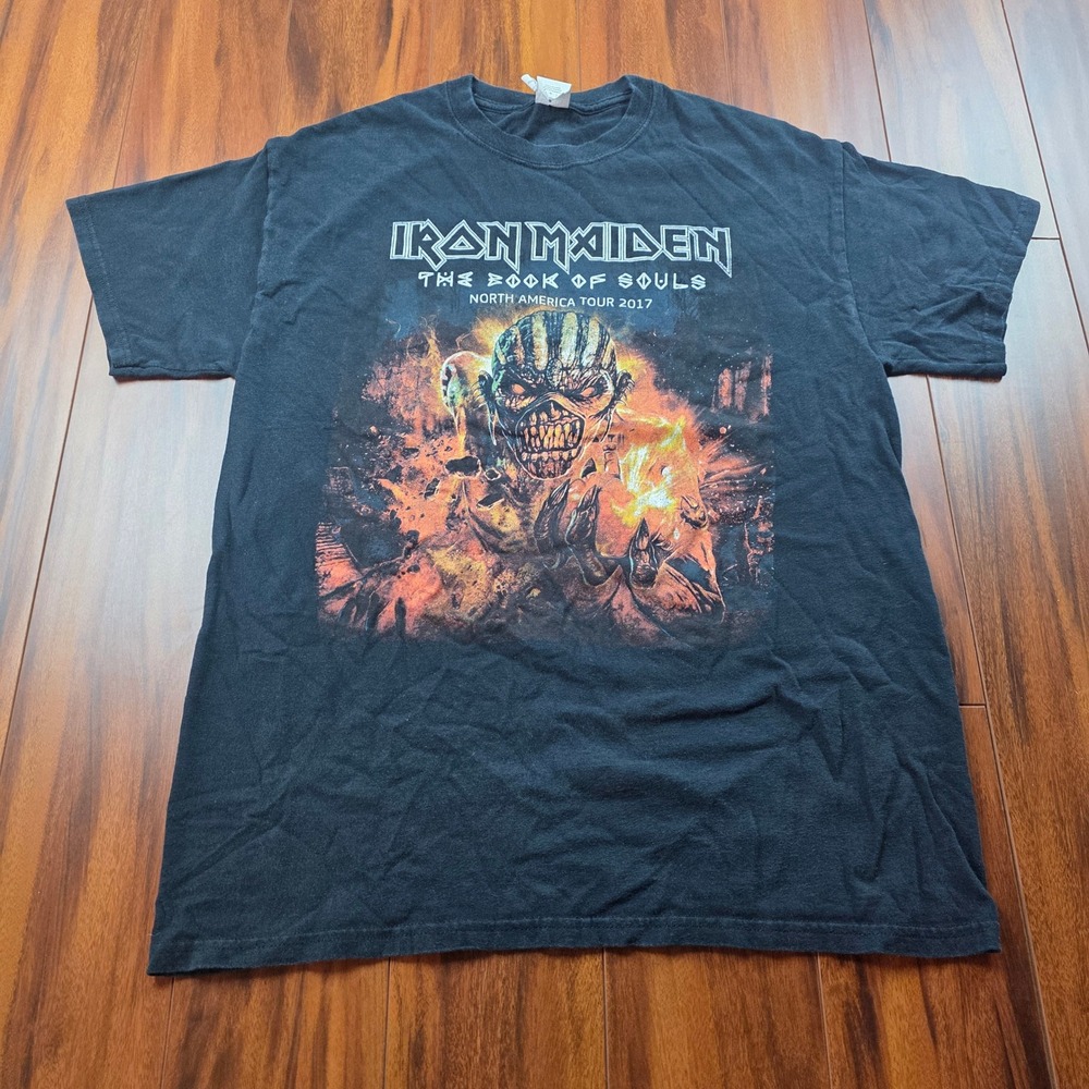 Iron Maiden The Book of Souls 2017 North America Tour Shirt Mens Medium Black